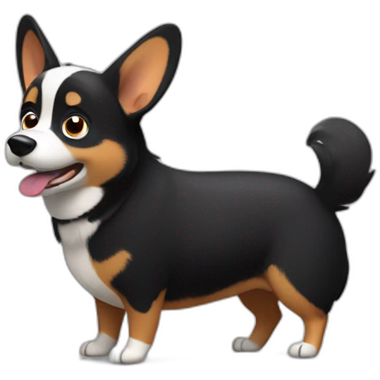 Black corgi Pixar style confused emoji