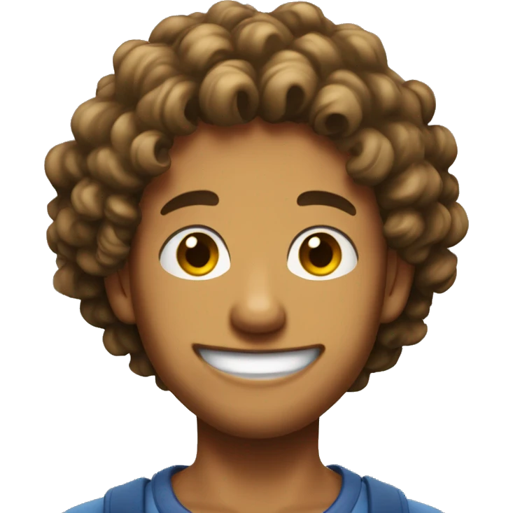 Make a one-piece character with a tanned complexion and curly hair  emoji