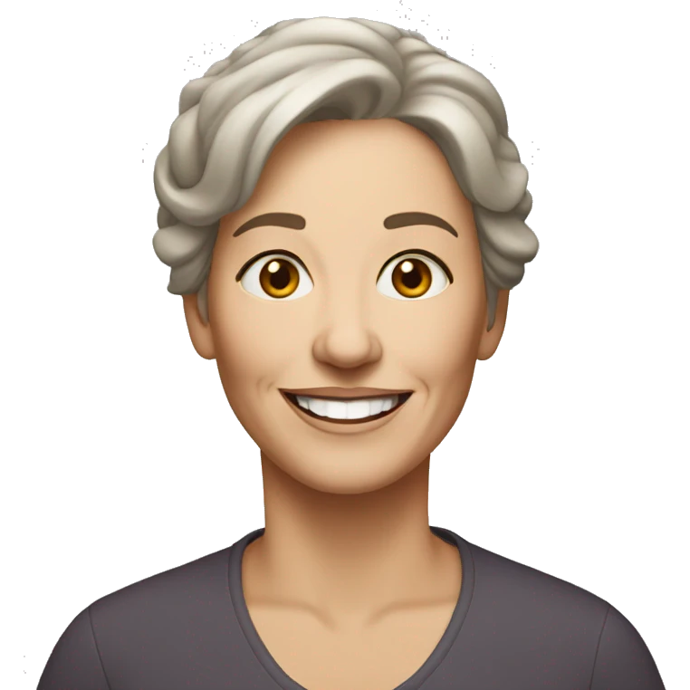 white woman, brown hair, 60 years old, smiling emoji