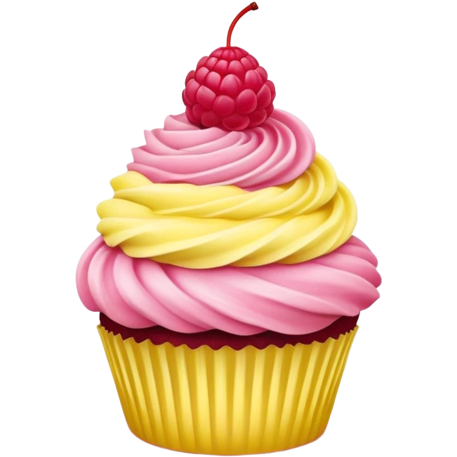 Raspberry lemonade themed cupcake emoji