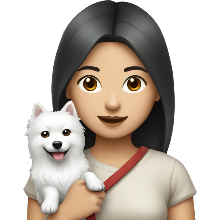 asian girl with Japanese spitz dog emoji