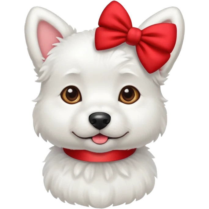 White dog with bow on top emoji