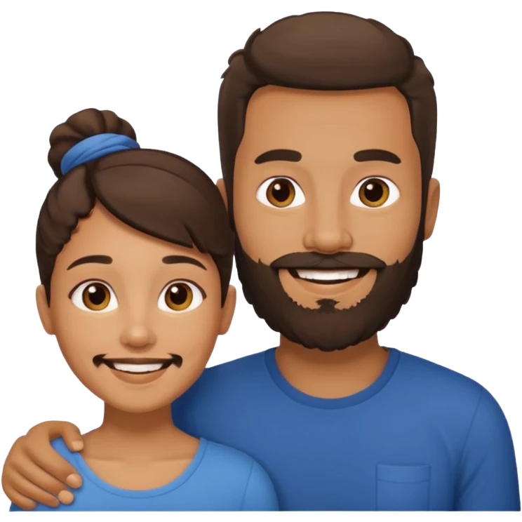 mixed race couple, man with beard emoji