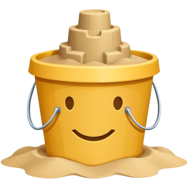 Bucket-shaped sand castle, made with an upside-down pail mold emoji