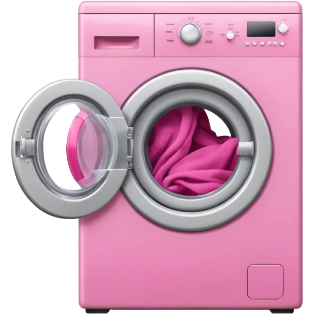 
pink washing machine mid-cycle with clothes tumbling inside emoji