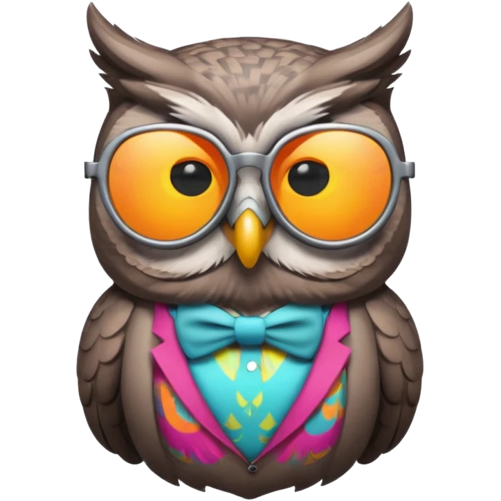 colorful silent owl wearing sunglasses emoji