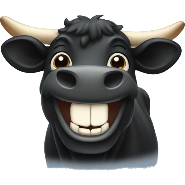 Black cow laughing emoji