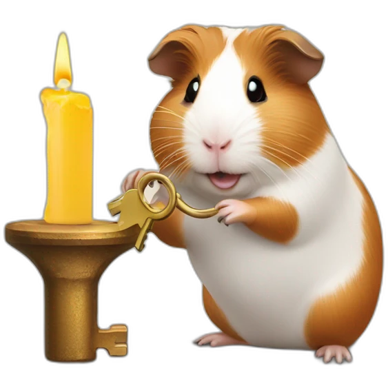 Guinea pig pouring candle through a key hole emoji
