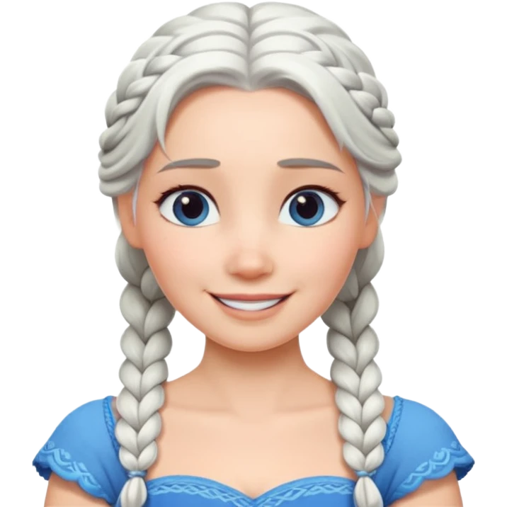 Эльза холодное сердце белые волосы коса голубое платье мультфильм emoji