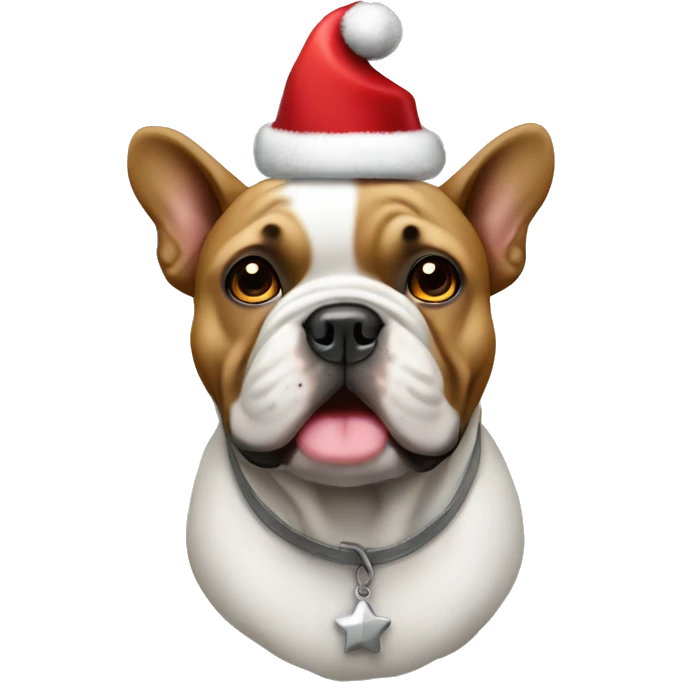 French bull dog wearing a Christmas hat  emoji