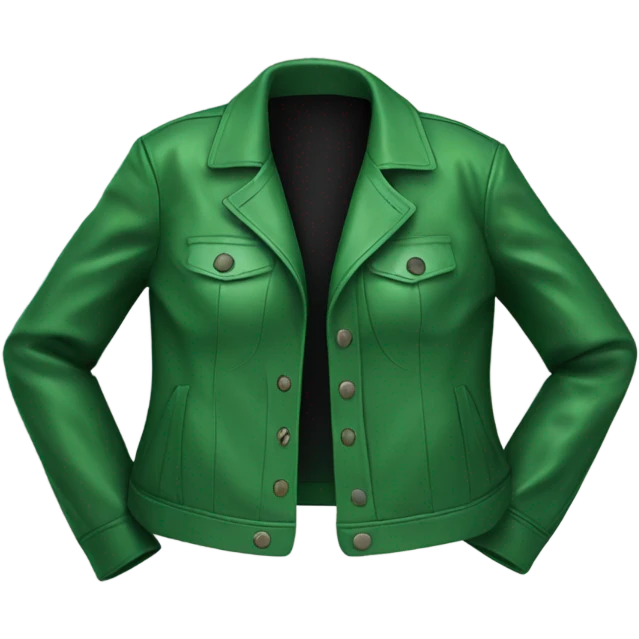 Green oversize womens open button up leather jacket  emoji