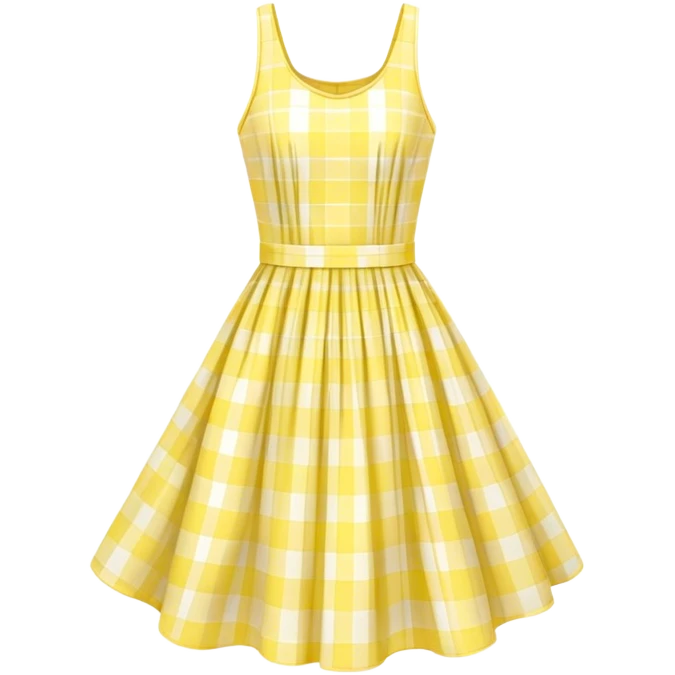 pastel yellow plaid spring dress floating in the air emoji