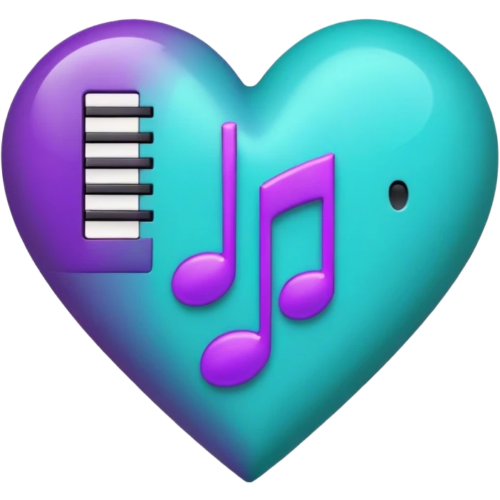 Teal and Purple music heart emoji