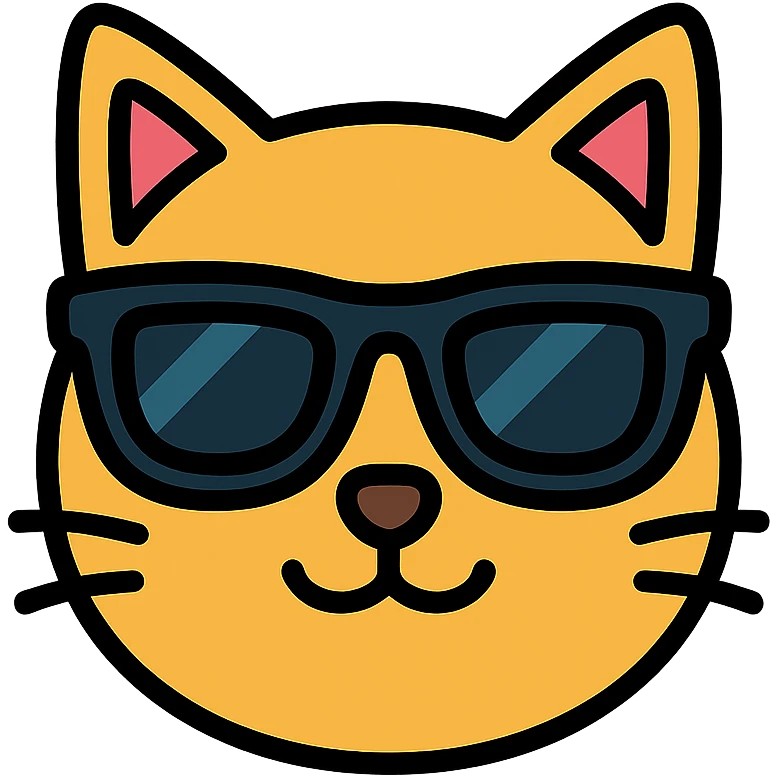 cat wearing sunglasses icon with color outline emoji