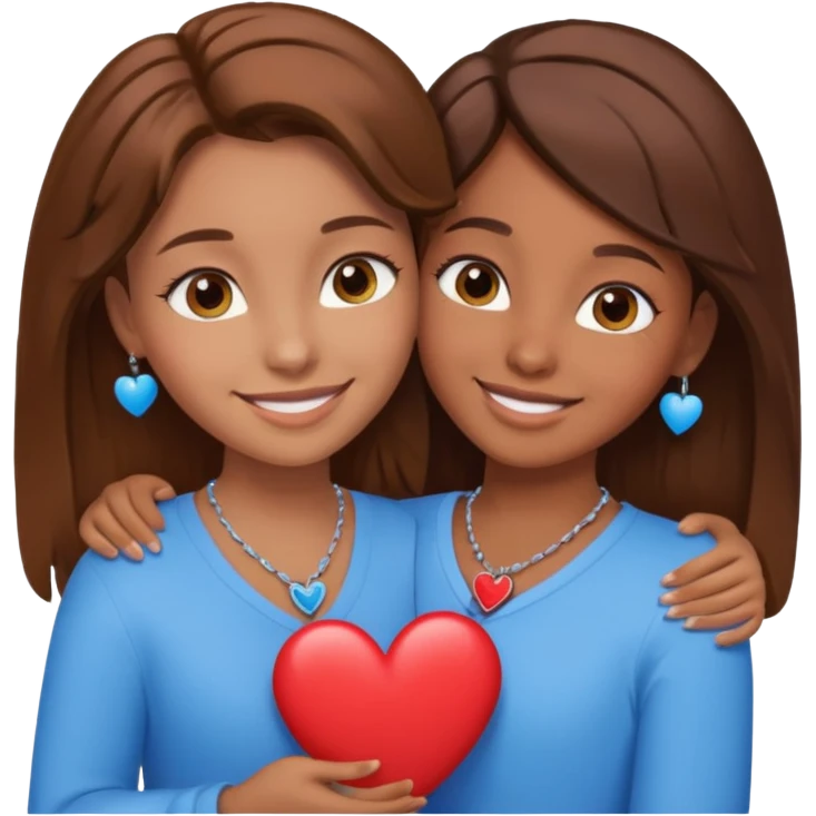 2 bff brown hair and brown hair and blue eye and brown eye and girl heart 2 girl emoji
