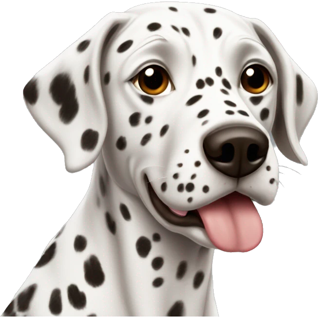 dalmatian with brown dost and tongue out emoji