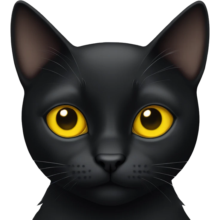 Black cat with small nose and yellow eyes emoji