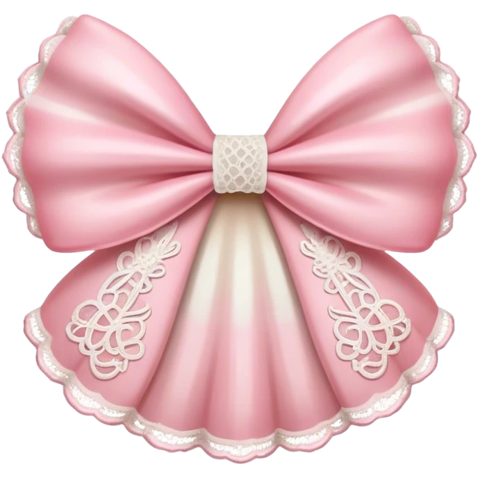 a seashells pink bow with a white coquette lace emoji