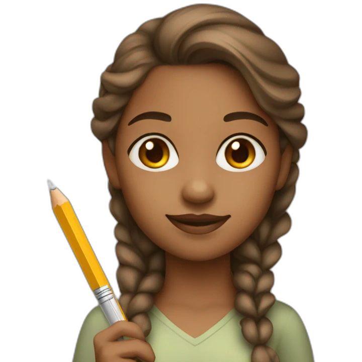 Light brown skin girl with pencil emoji