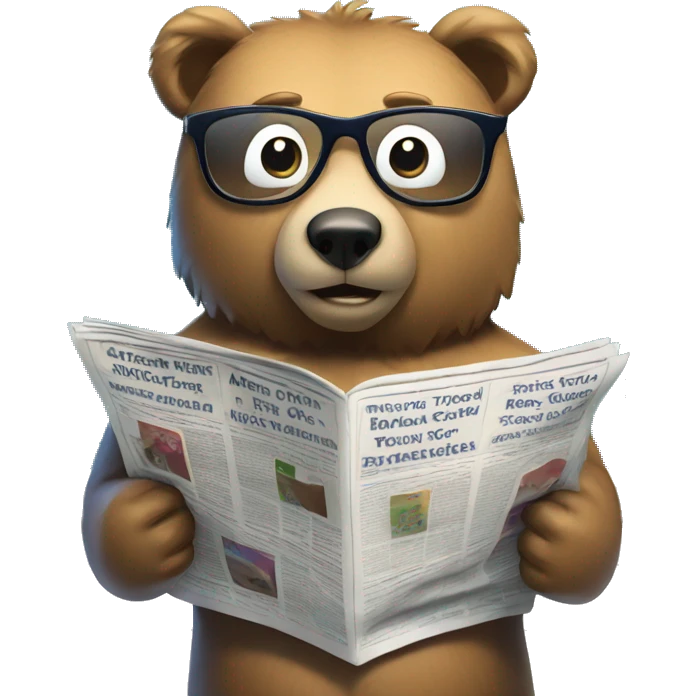 bear standing in swimming pool wearing glasses reading newspaper emoji