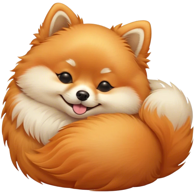 Meme-Worthy Cute Sleeping Orange Pomeranian Portrait Emoji, Head resting peacefully with a contented smile, showcasing a delightfully compact build and a luxuriously soft, fluffy orange Fur, eyes shut in a serene nap, Simplified yet hilariously adorable features, highly detailed, glowing with a soft, drowsy light, high shine, relaxed and utterly lovable, stylized with an air of playful laziness, bright and heartwarming, soft glowing outline, capturing the essence of a comically sleepy companion, so meme-worthy it feels like it could instantly become the next viral sensation of adorable slumber! emoji