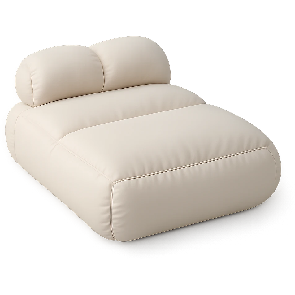 minimalist cushion style bed, rounded edges, soft color palette emoji