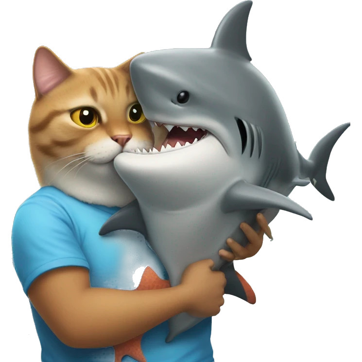 Cat hugs a shark who is actually it’s best friend  emoji