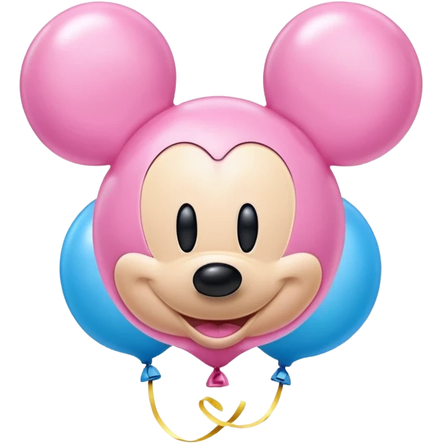Pink blue and yellow Mickey balloons emoji