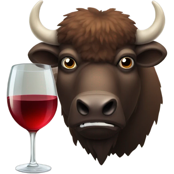 Angry bison with wine emoji
