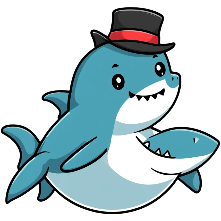 shark wearing a top hat emoji