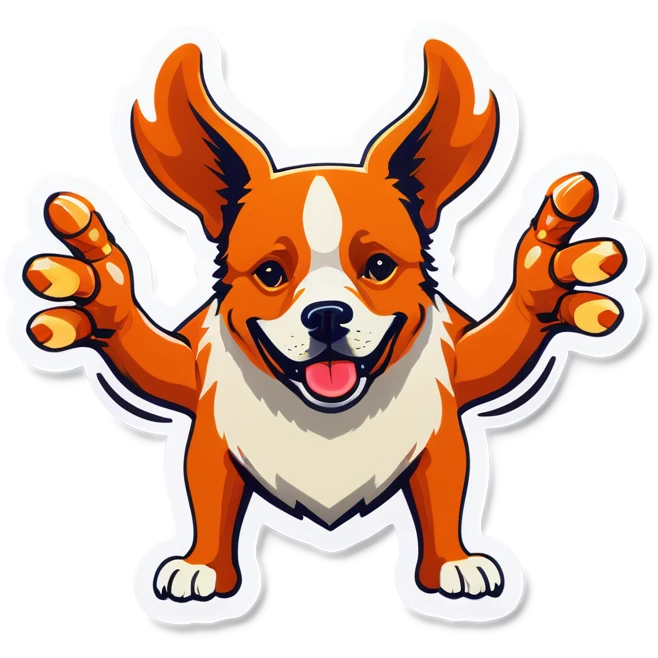 dog with fourteen hands emoji