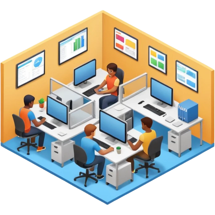 office room of programmers isometric emoji