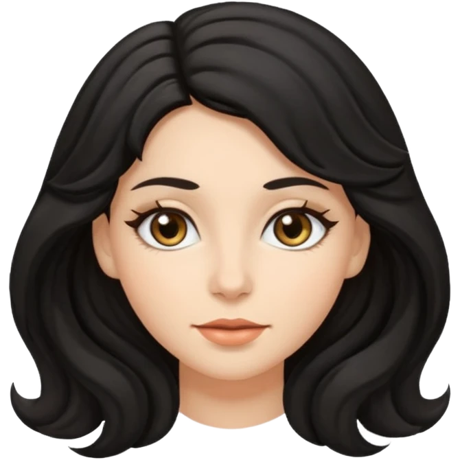 Beyaz tenli çıplak kadınsiyah dalgalı saçı olan çekik gözlü   emoji