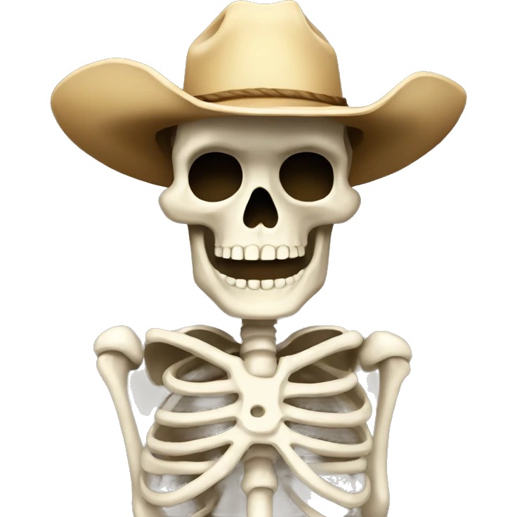 Full body skeleton with a cowboy hat emoji