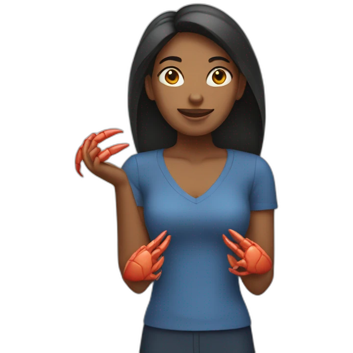 woman with crab hands emoji