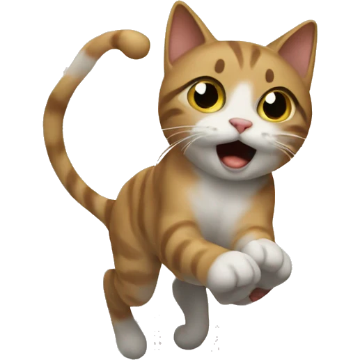 Cat running away and girl crying emoji