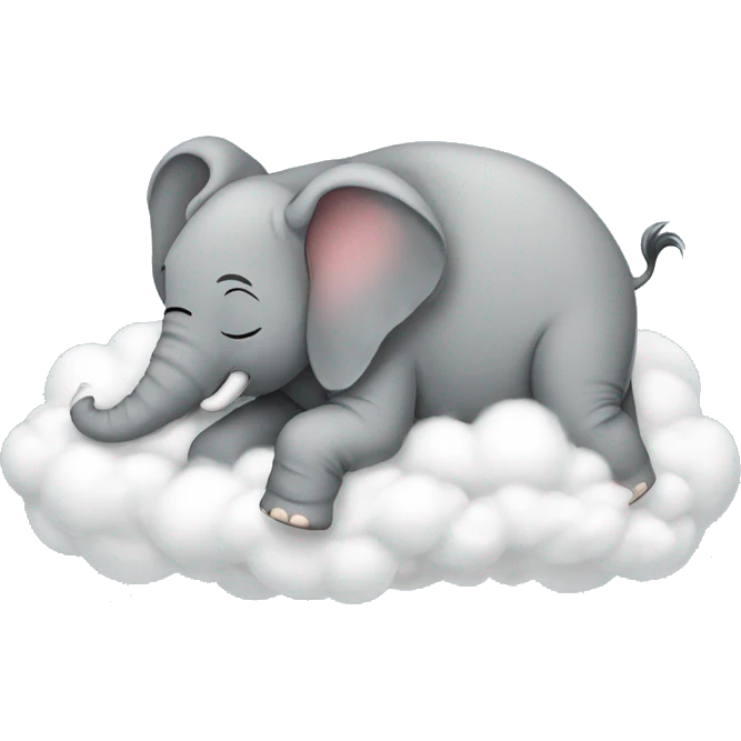 On clouds sleeping elephant emoji