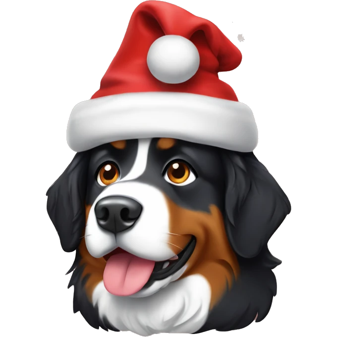 Bernese montain dog with Christmas hat  emoji