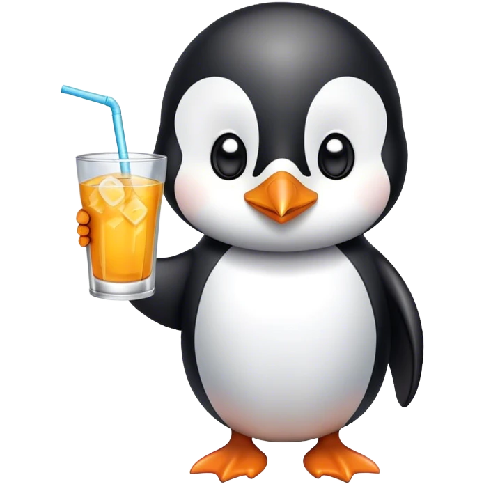 Penguin with drink emoji