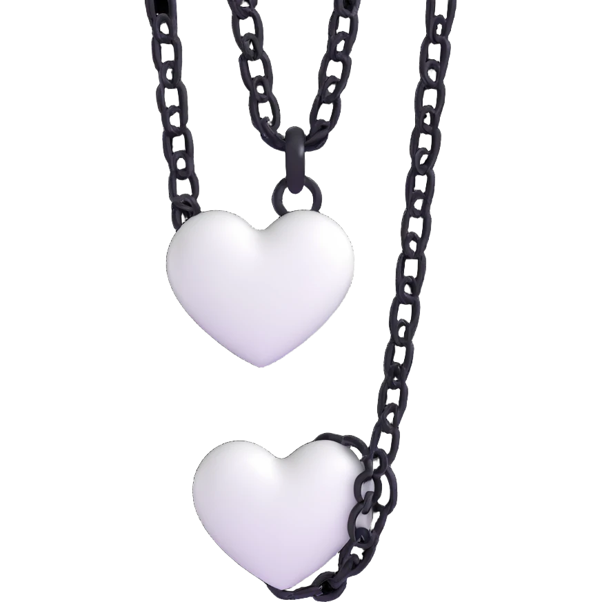 white goth heart with black studs or chains emoji