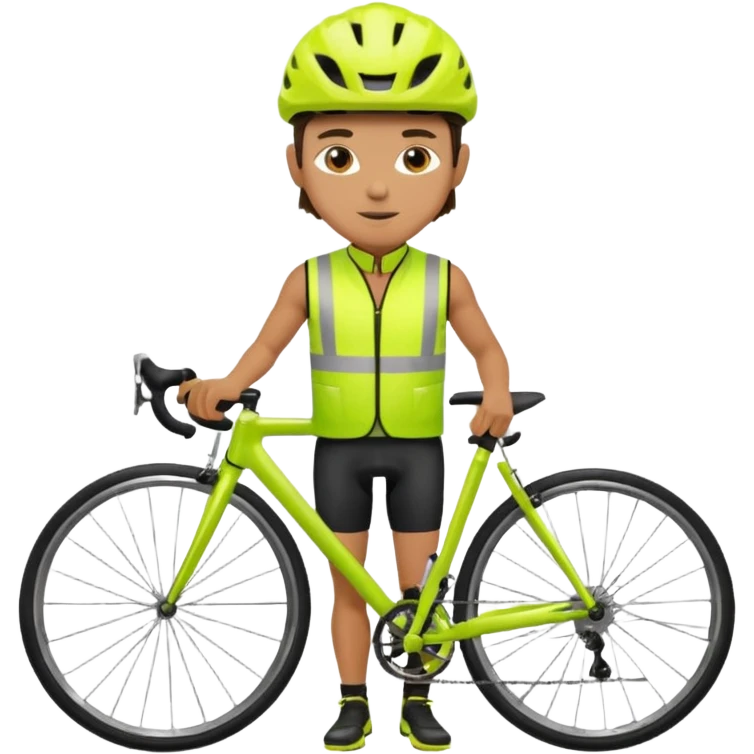 Cyclist with hi-vis vest, while cyclig emoji