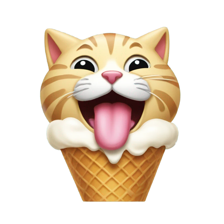 Cat eating ice cream emoji