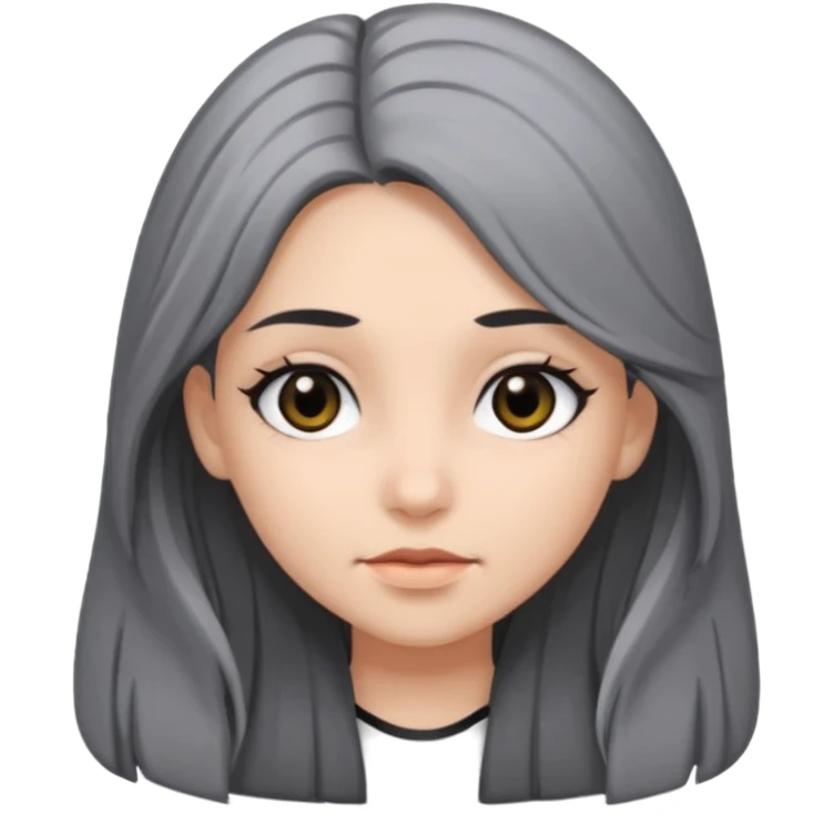 girl with black and gray hair and black eyes and long hair emoji