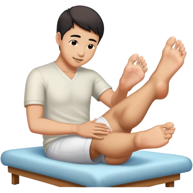 Asian man getting feet rubbing  emoji