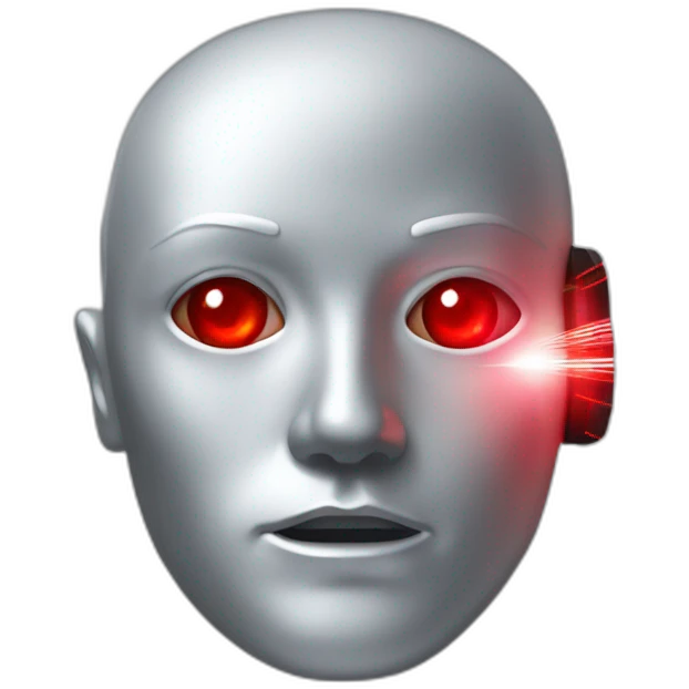 A silver human head with red laser beam streaking out of eyes  emoji