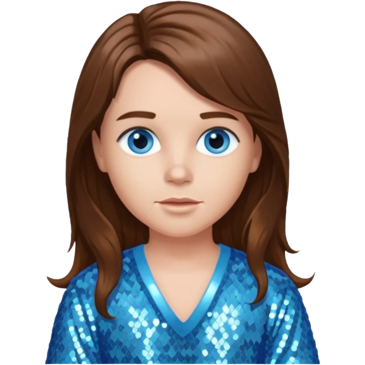 Benson Boone (b.2002), Pop Singer with blue eyes, long brown hair, baby blue sequin outfit emoji
