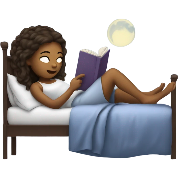 Girl reading in bed emoji