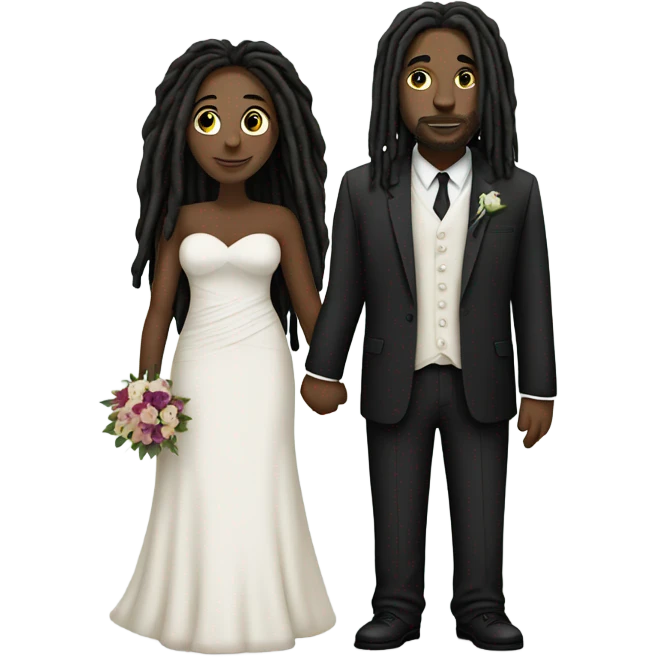 full body Plus size couple with dreads wedding pale emoji