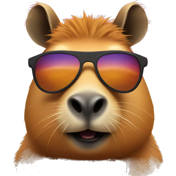 Capybara with sunglasses and sunset emoji