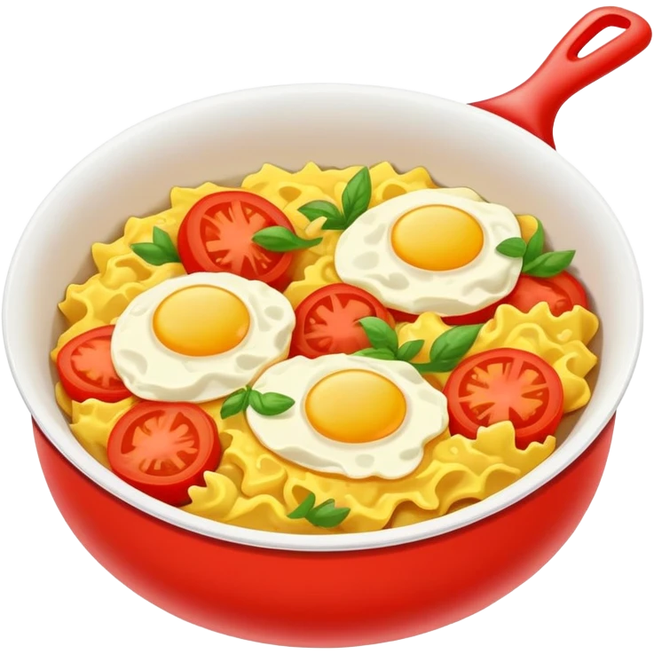 Stir Fried Tomato and Scrambled Eggs homestyle dish, simplified emoji style with bold outlines and bright colors, cartoon style Xi Hong Shi Chao Ji Dan emoji